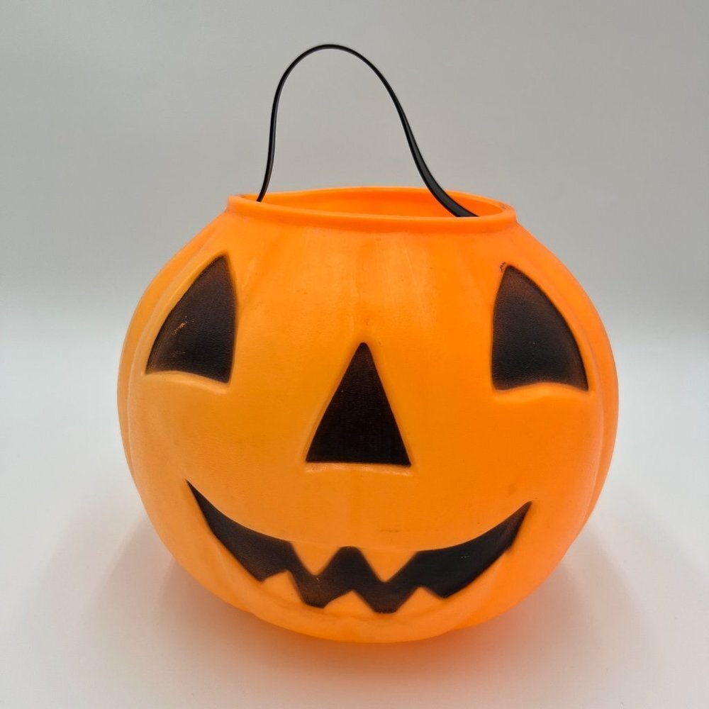 Empire Blow Mold Pumpkin Orange Black Halloween Trick or Treat Bucket vintage